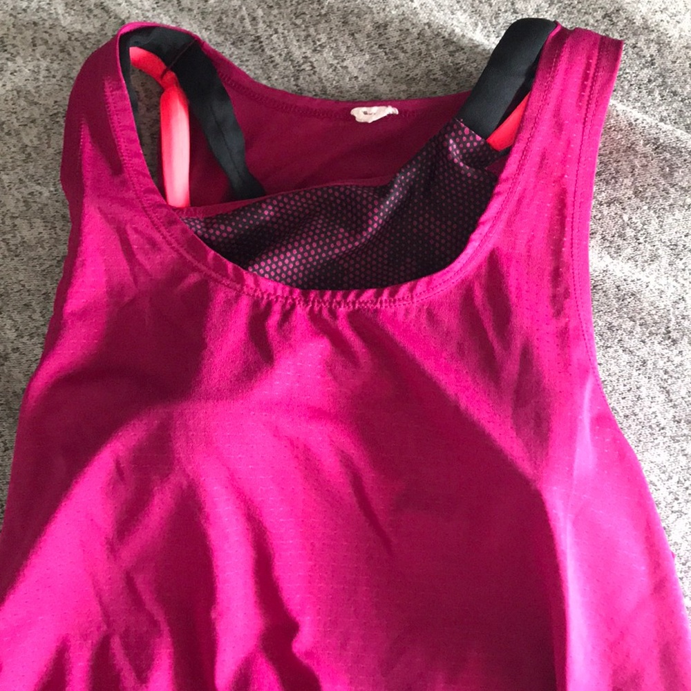 Magenta Workout Top w/ Built-In Sports Bra